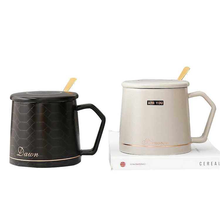 
Custom Logo Coffee cups Ceramic Cups Japanese with Lids and Spoons Matte Coffee 