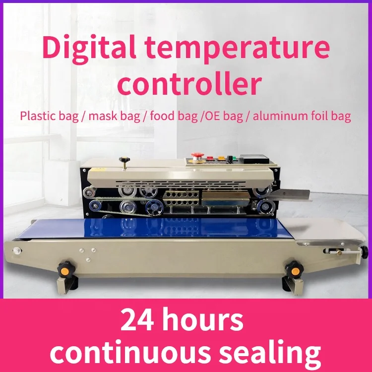 Automatic continuous food aluminum foil paper pouch film packaging heat seal sealer plastic bag sealing machine