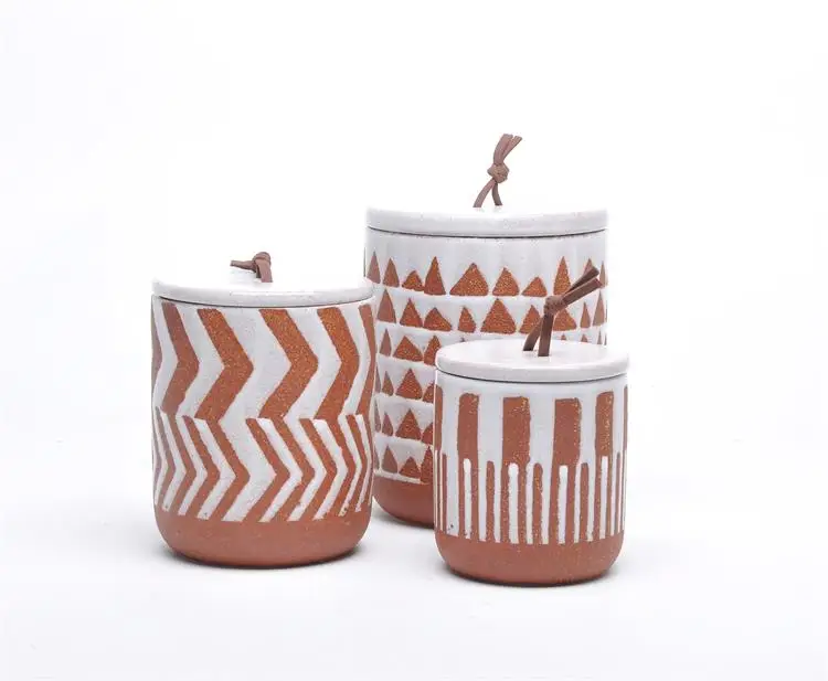 Hot sell Antique europe cylinder shape hand painted storage jars ceramic  canister with lid for kitchen