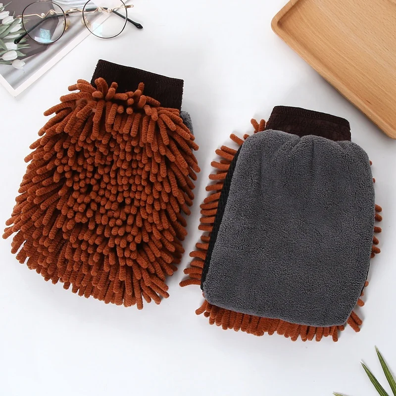 wholesale soft chenille car wash gloves towel car noodle care cleaning gloves