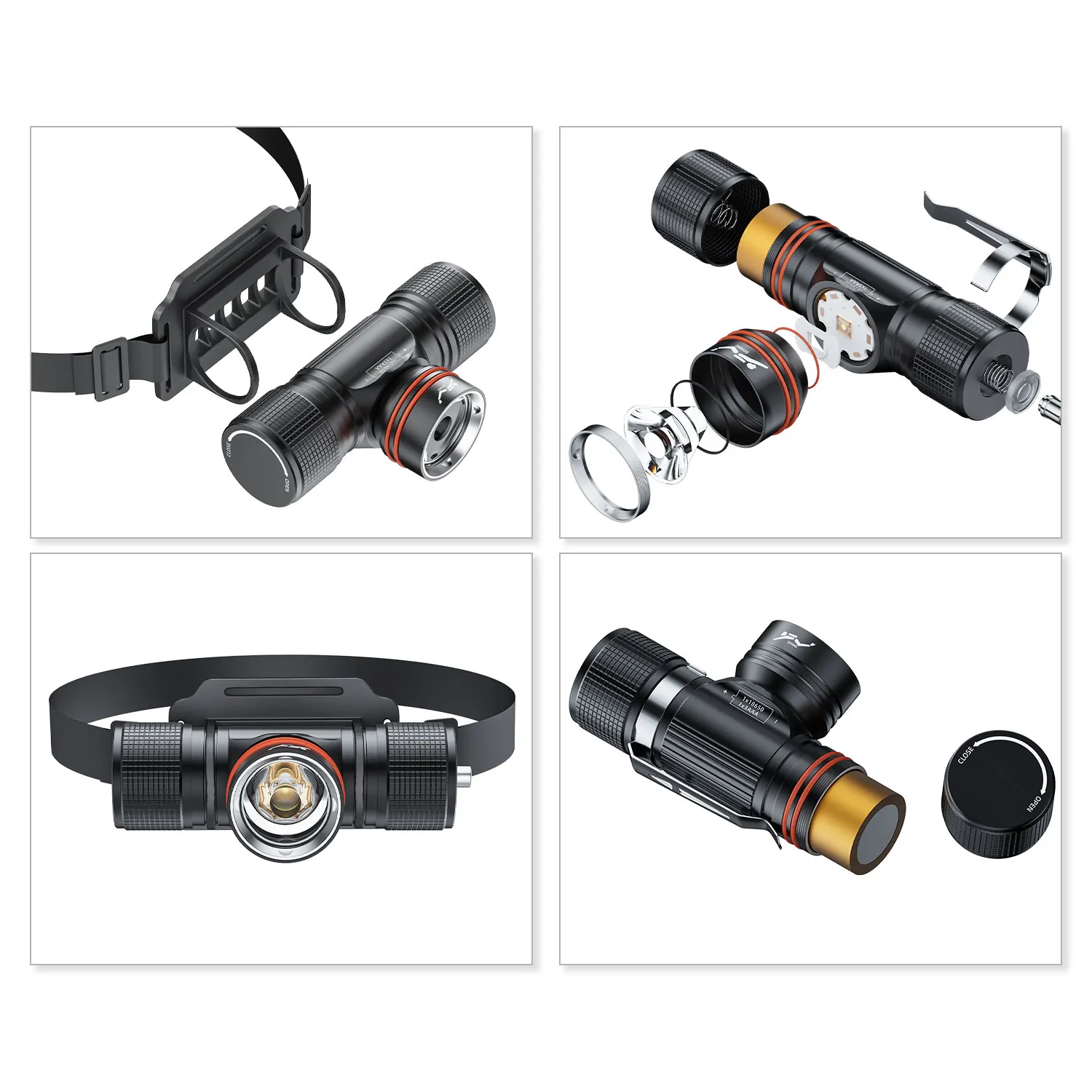 Portable Removable Rechargeable LED Headlamp Spotlight IP68 Waterproof Head Flashlights High Power 18650 underwater Headlight