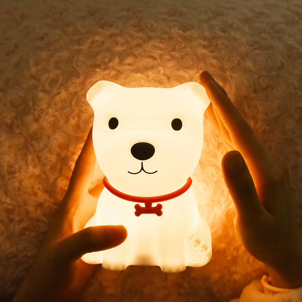 Мягкий детский меняющий цвет собачий светодио дный ночной Светильник перезаряжаемый