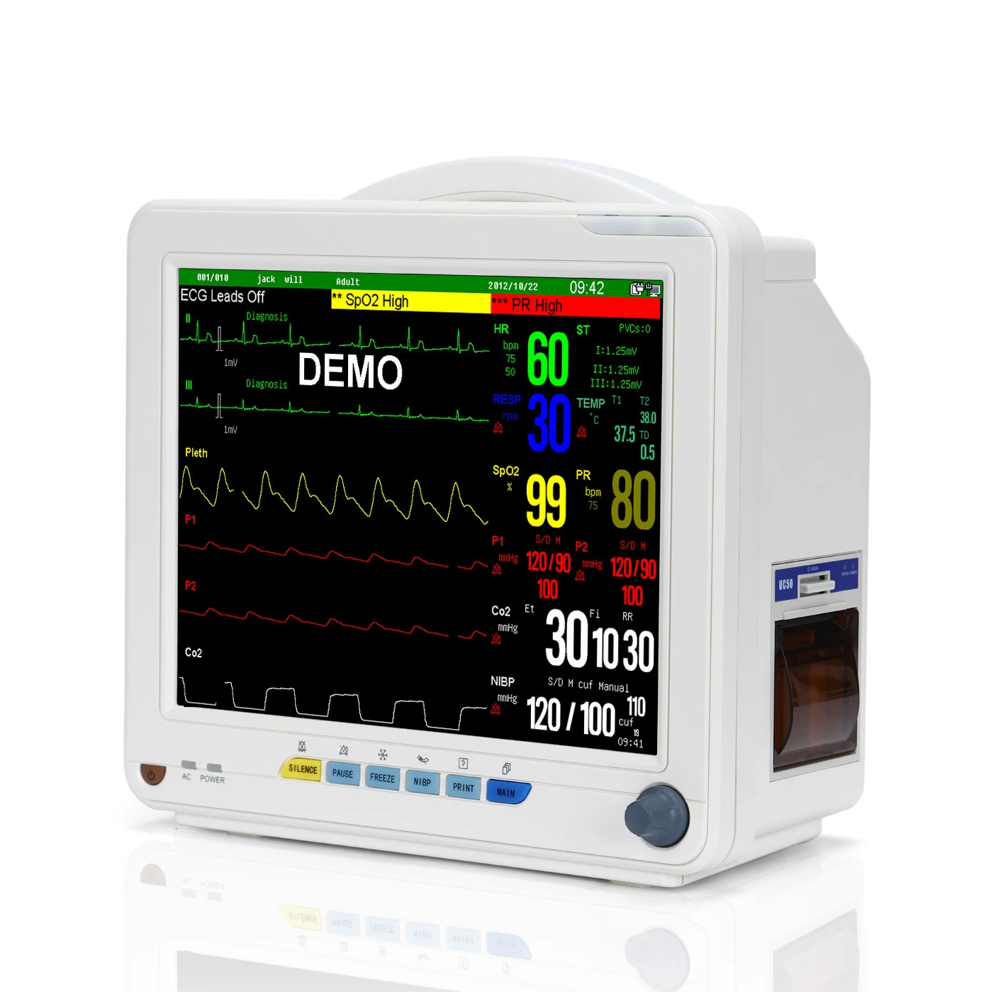 Hot-selling Hospital Medical ECG SpO2 BP TEMP ICU Ambulance Vital Sign Monitor Portable Multiparameter Patient Monitor For Human