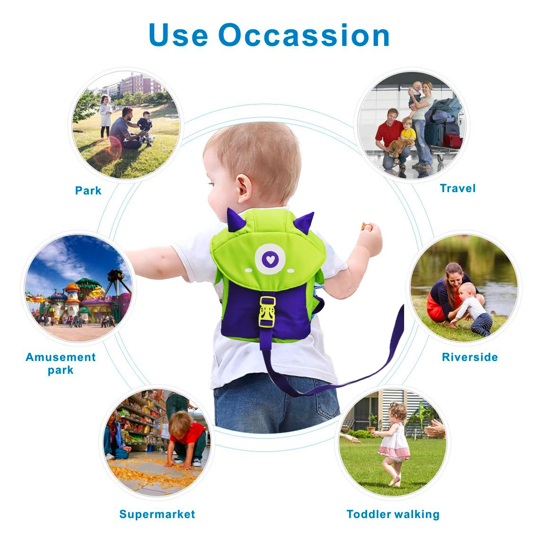Monster Design Child Kid Toddler Backpack Leash Baby Walking Safety Harness Backpack with Reins Strap