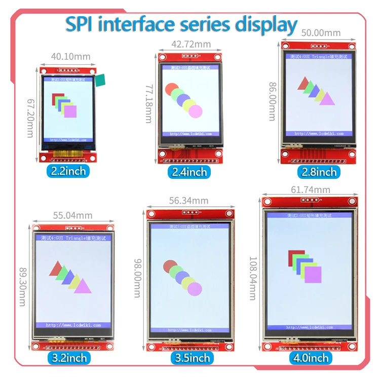 SPI serial port series touch screen 2.2/2.4/2.8/3.2/3.5/4.0 inch TFT LCD screen module for stm32 Development Board