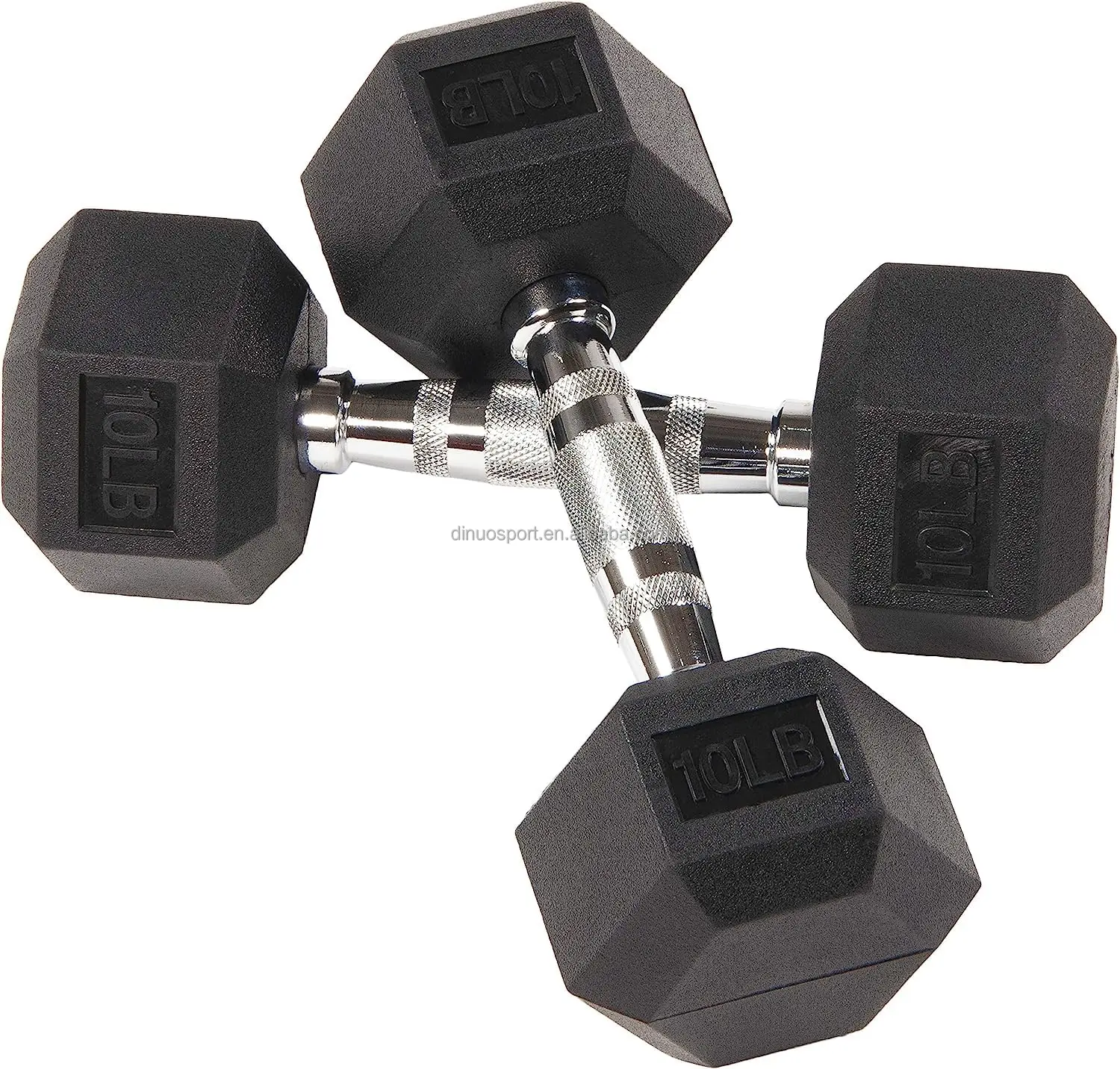 Dinuo Factory Custom 5LB-100LB Fitness Premium Rubber Coated Hex Dumbbell Strength Building