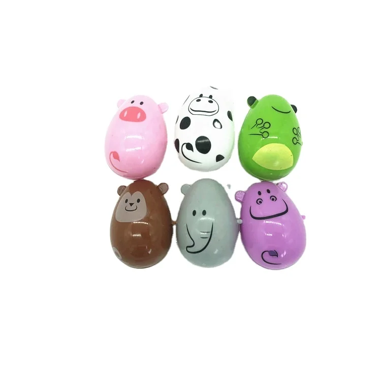 Hot sale surprise to animal plastic easter egg for children 6*4cm plastic easter egg for sale