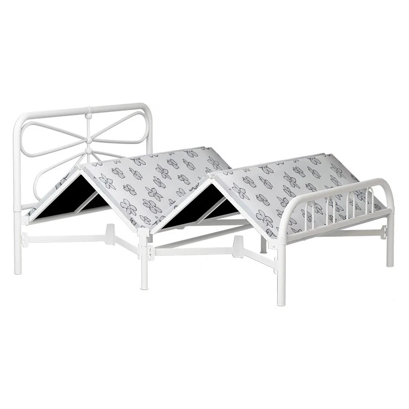 Factory custom simple and portable folding iron antique single bed suitable for office