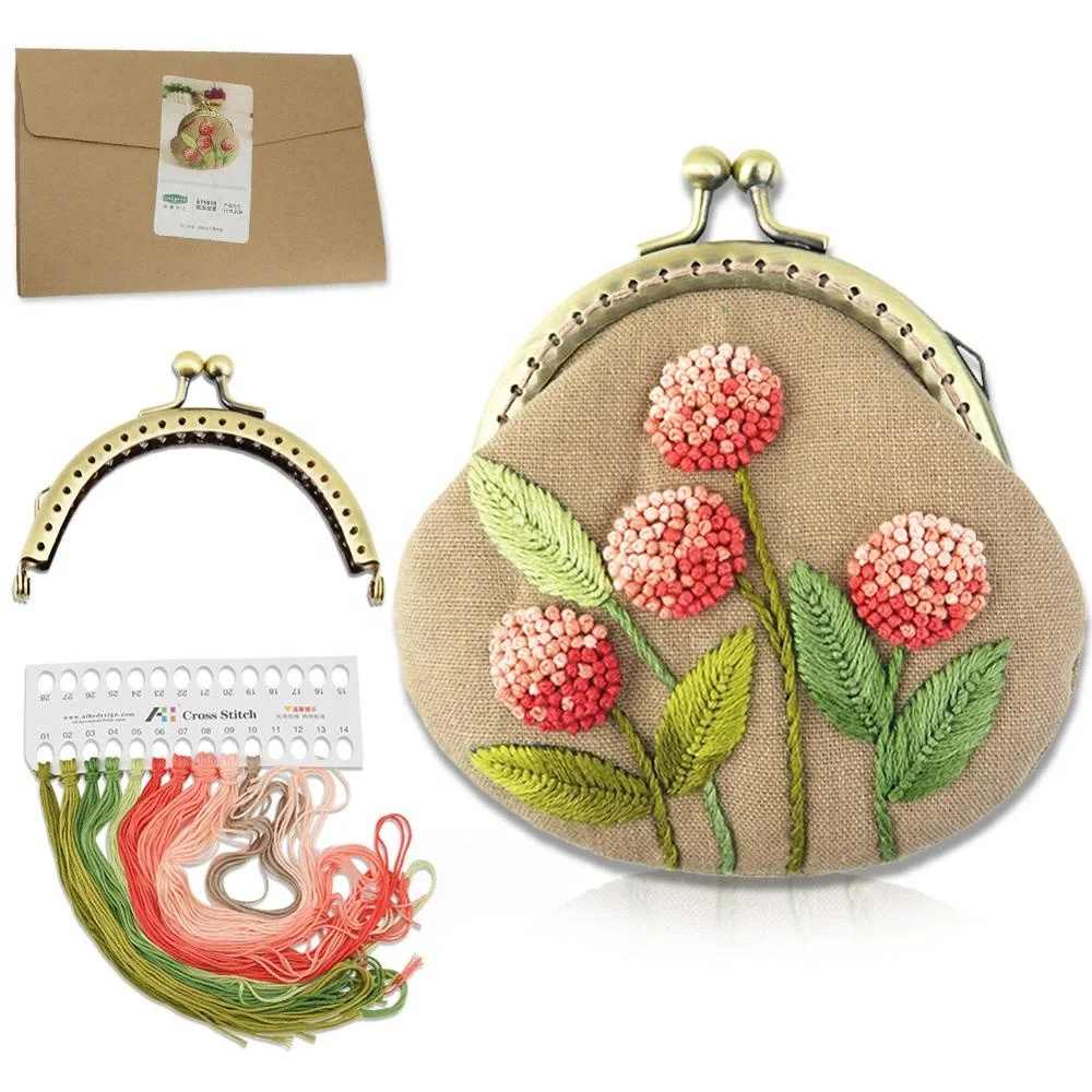
Handmade Purse Kits Coin Bag Embroidery Fabric Embroidery Craft DIY Kits Embroidery Kits 