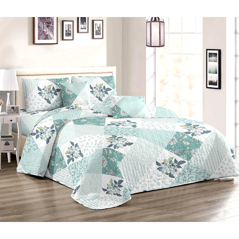 Flora Patchwork Quilt Set, Lightweight Coverlet Bedspread, Patchwork Spring and Summer Bedding Set