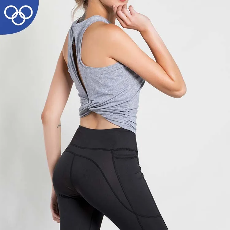 OEM Manufacturer Wholesale Organic Plain Women Stringer Singlet Cotton Gym Tank Top