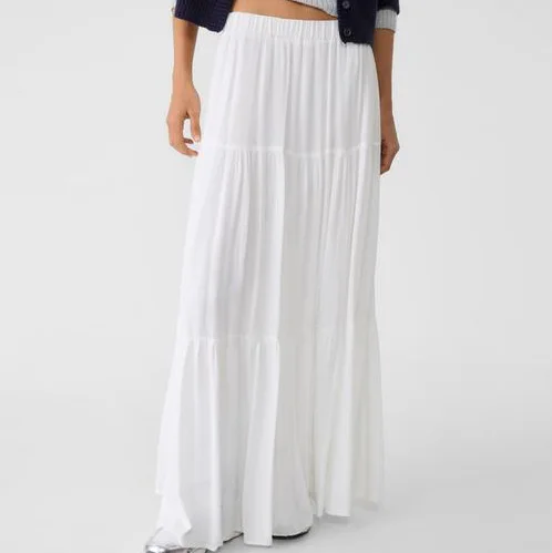 Custom Wholesale Casual Maxi Long White Boho Skirt For Women