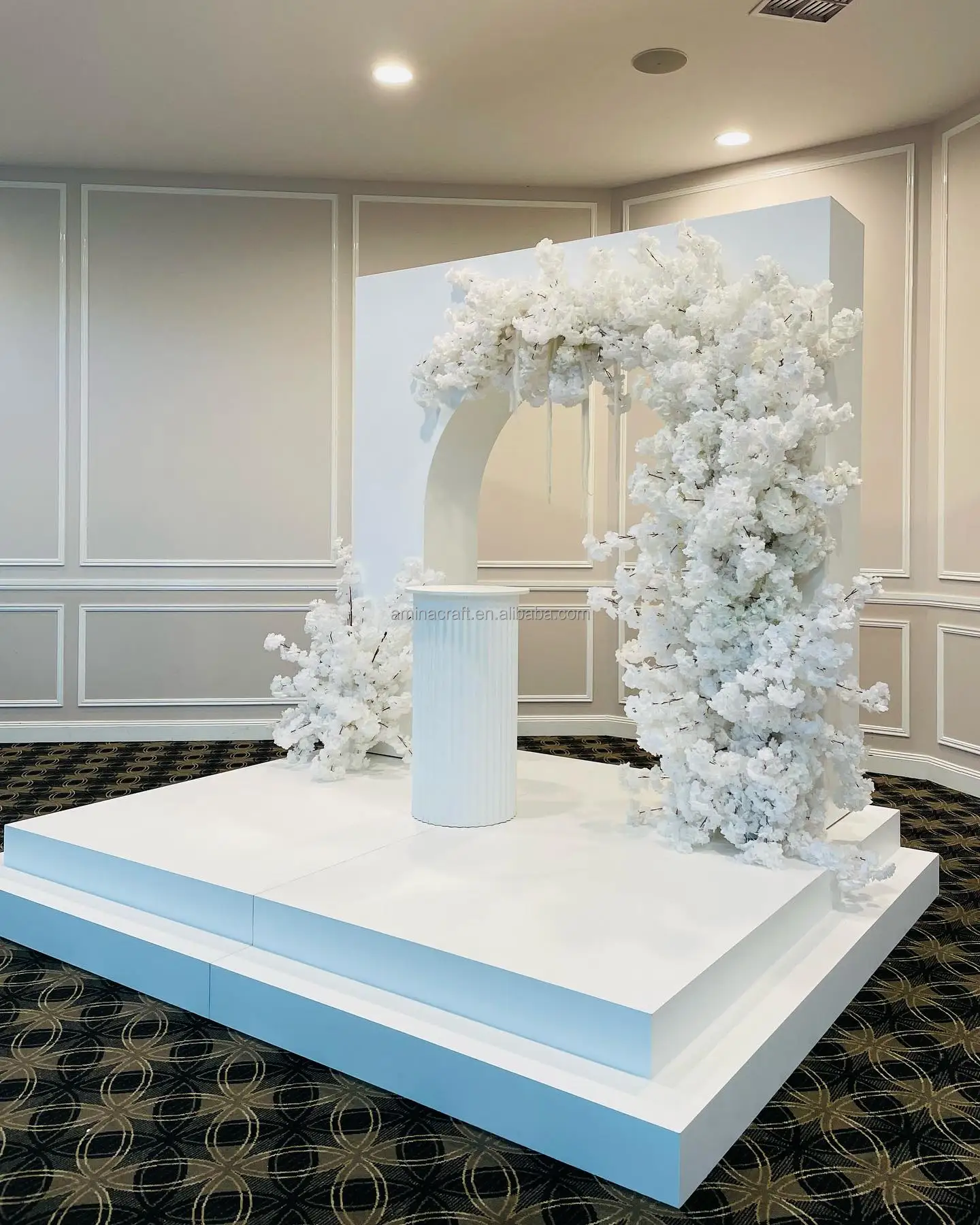 Amina Craft customized white wedding PVC stage backdrop arch for party decoration