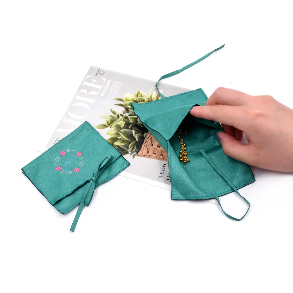 Floral Printing Wholesale Silk Satin  Fiber Pouch Bag With Strong Closure for Jewelry Collection Packaging