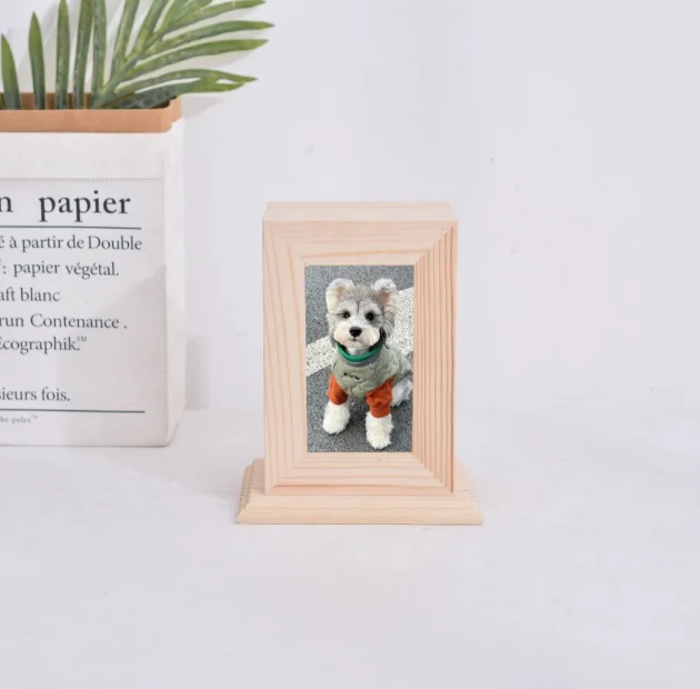 Pet wooden ash boxes pet body ashes dog urns with photo frames