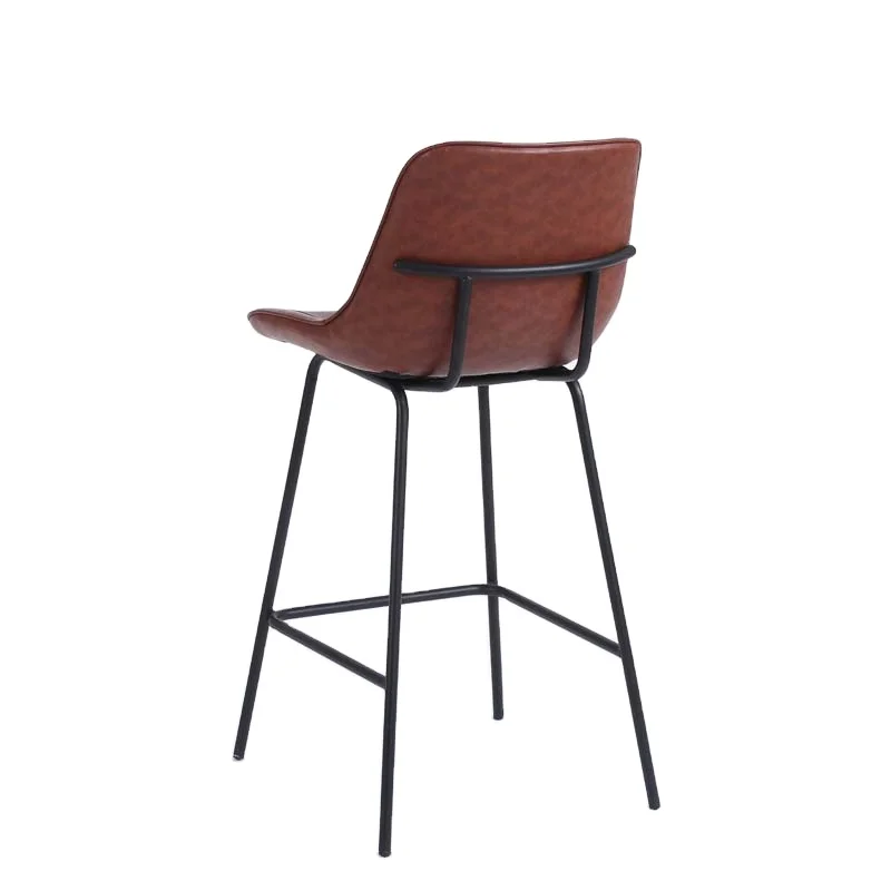 Nordic coffee luxury minimalist pu leather metal bar chair counter high chair for bar table
