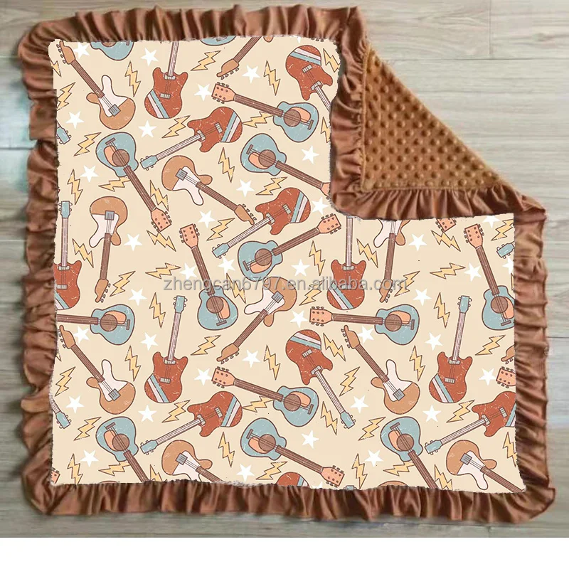 Custom 2022 Hot Sale Warm Western Style Double Layers Cowboy Dot Baby Swaddle Blanket Super Soft