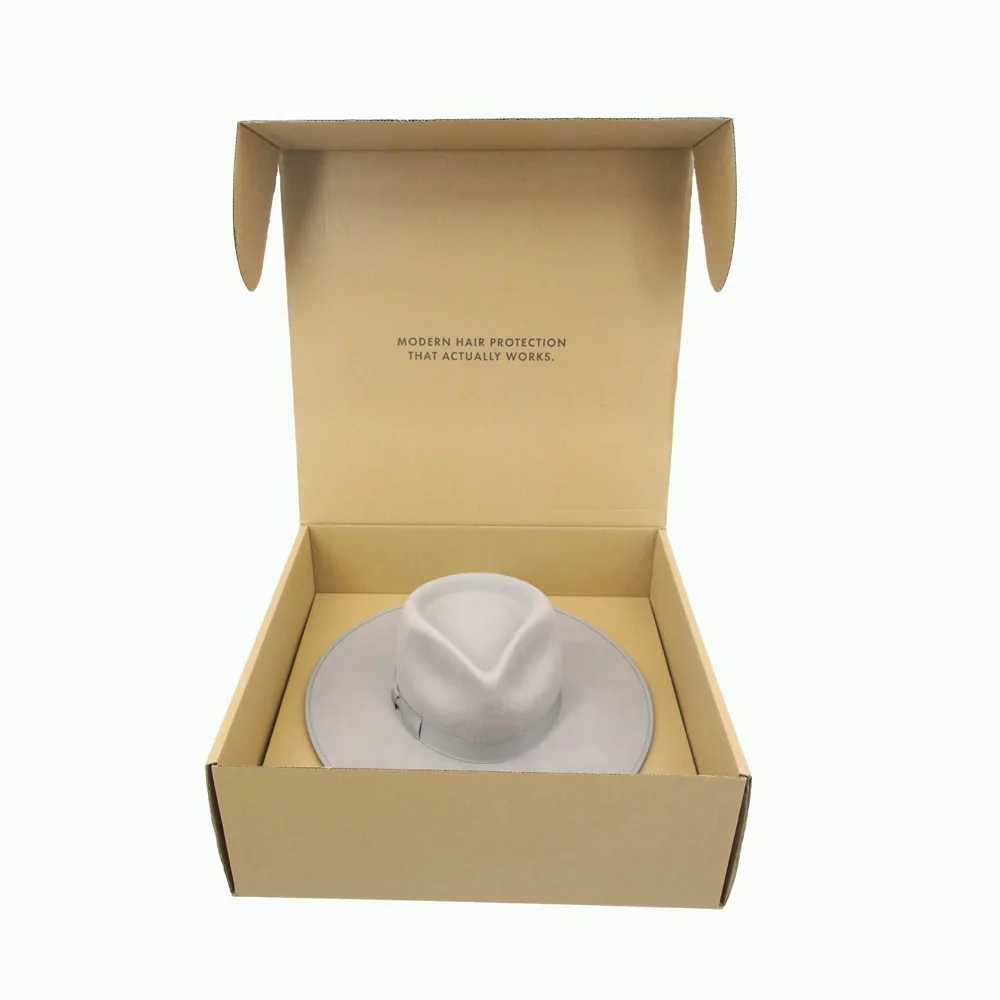 Custom Printed Unique Commerce Brown Corrugated  Hat Shipping Box Custom Logo Cardboard  Hat Mailer Paper Box with Handle