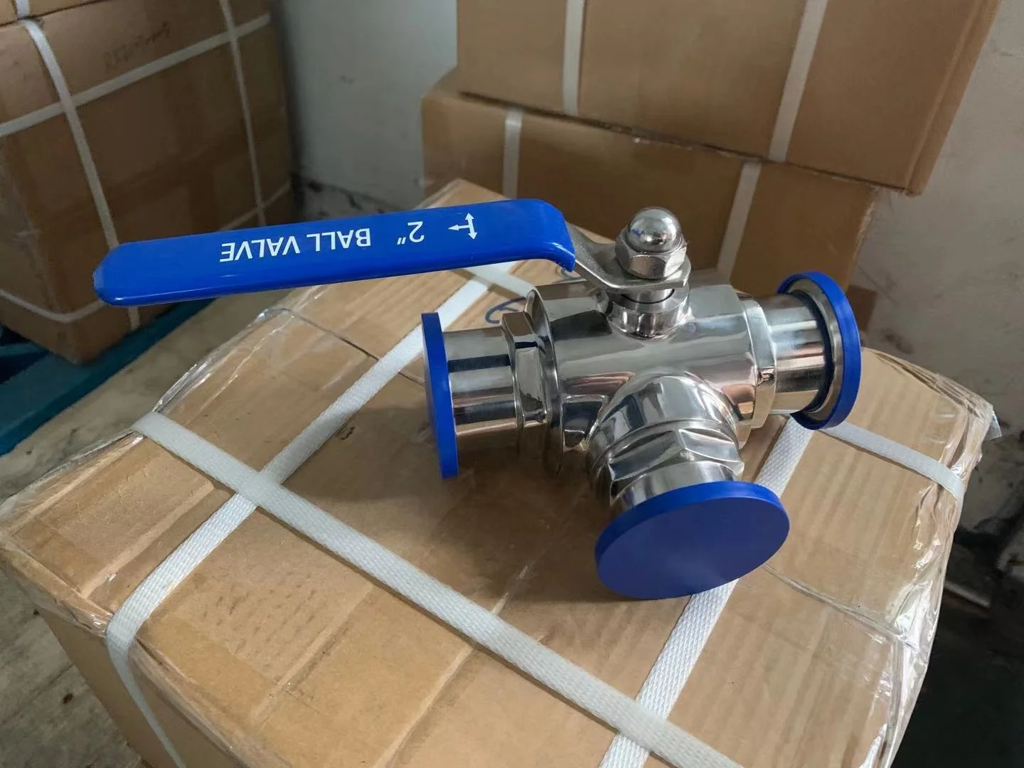 Stainless Steel  L Type DIN Series Sanitary Tri Clamp 3-Way ball Valve