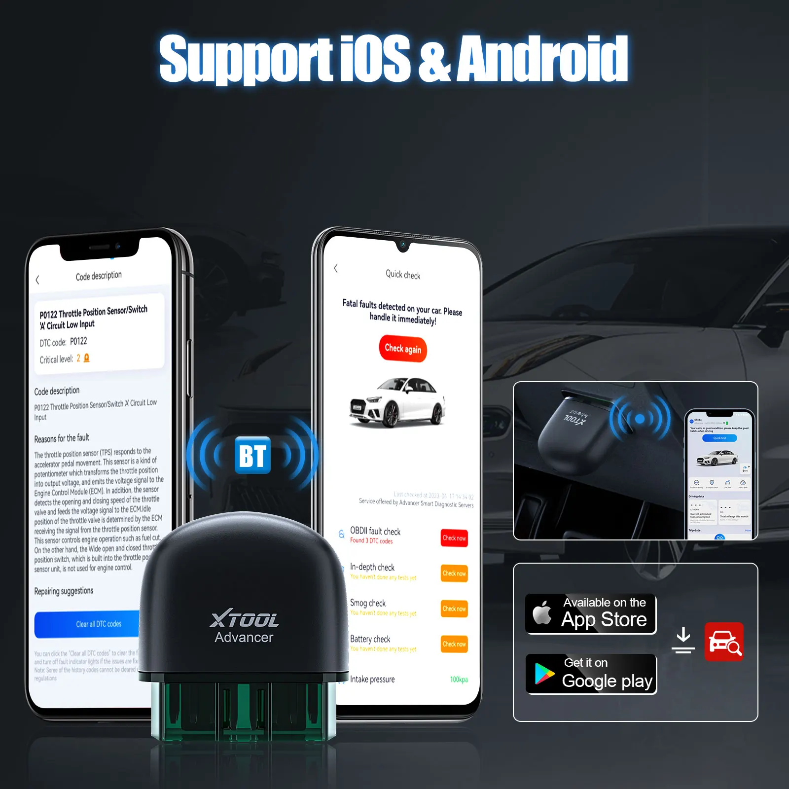 Wholesale XTOOL AD20Pro OBD2 Code Reader Scanner Live Data DTCs Lookup EOBD/OBD2 Support ios/Android OBD2 Scanner for All Cars