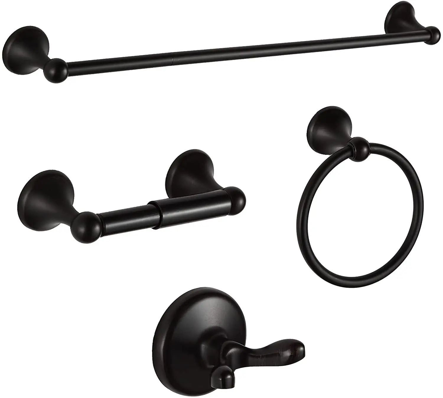 Wall Mounted Black Bath Hardware Set for Shower Room Stainless Steel 4PCS Hotel Ceramic Bathroom Accessories Set
