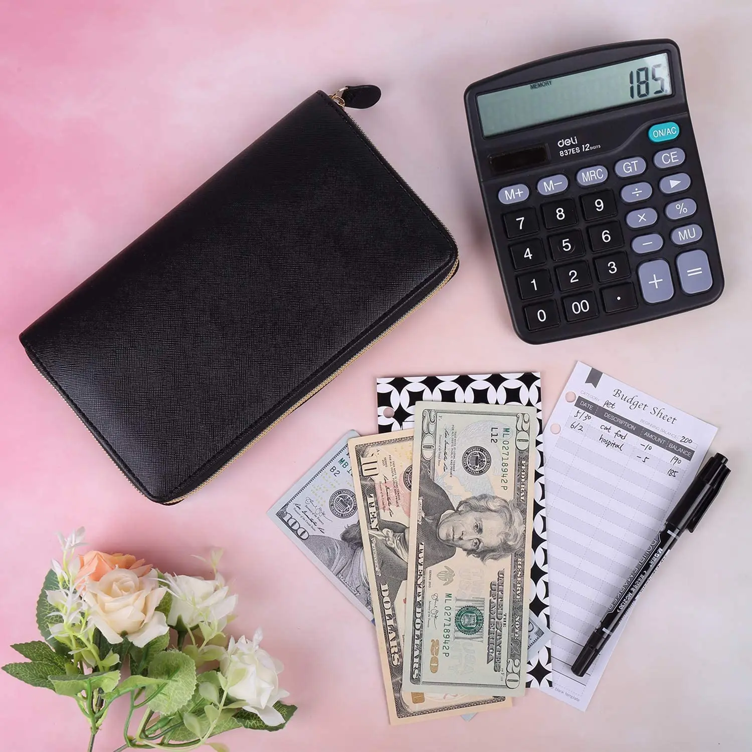 Large Capacity Multi Use All-in-One Cash Budget Binder Envelope System Wallet Budget Binder with cash envelopes