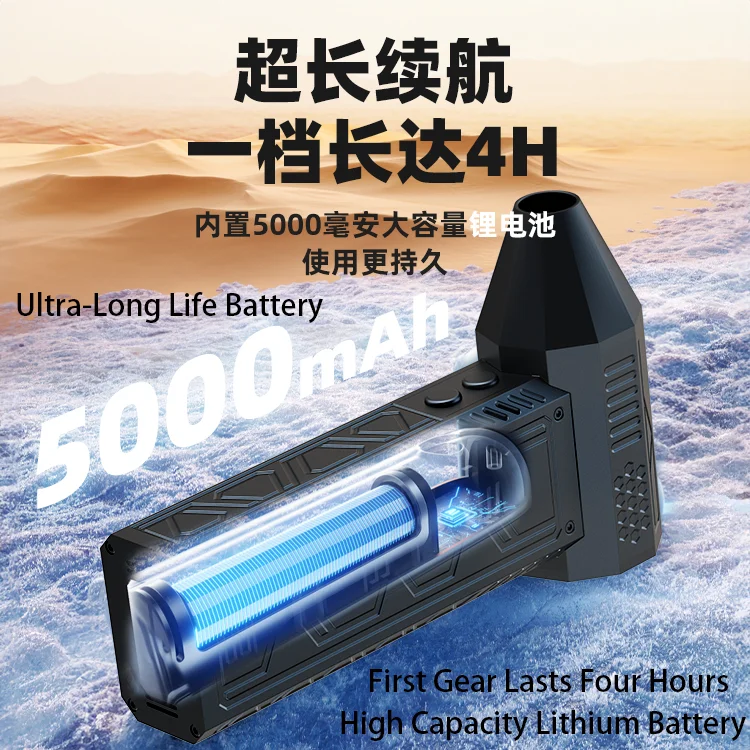 Mini Handheld Electric Turbo Violent Jet Fan Fast Charging Portable Super Power Gun Blower Fan With LED Light