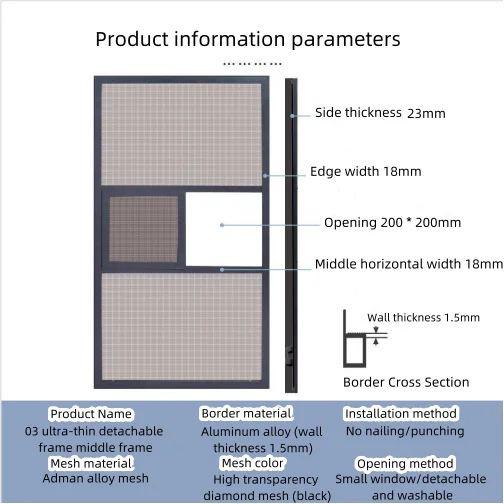 Aluminum alloy anti-theft screen window rodent and mosquito proof high transparency diamond mesh window
