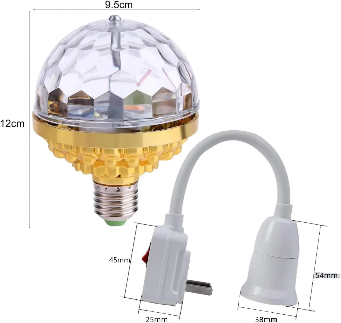 Colorful Rotating Disco Ball Light,7 Colours Party Light Bulb,Rotating Magic Ball Light for Birthday Party Christmas Decorations