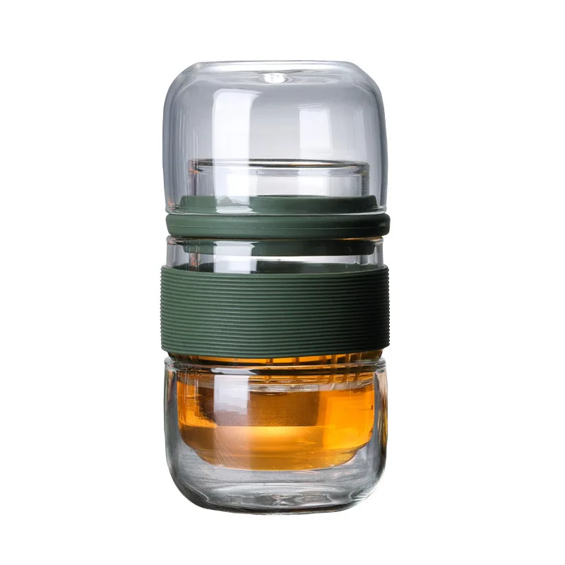 420ml Newest Chinese style Portable Elegant high Bososilicate Glass Teapot mini Travel Office Tea Pot Set with carry bag