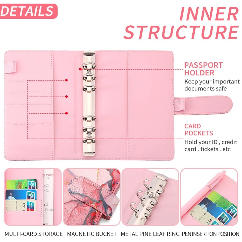 Budget Binder A6 Budget Binder with Zipper Envelopes Premium PU Leather Money Organizer for Cash Stuffing Budget Planner