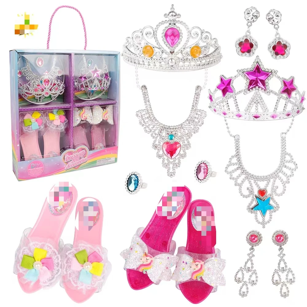 New Arrival Party Dress Up Girls Kids Queen Fancy Fairy Sequins Cape Cloak Princess Toys For Girls With Accessories Gift Set
