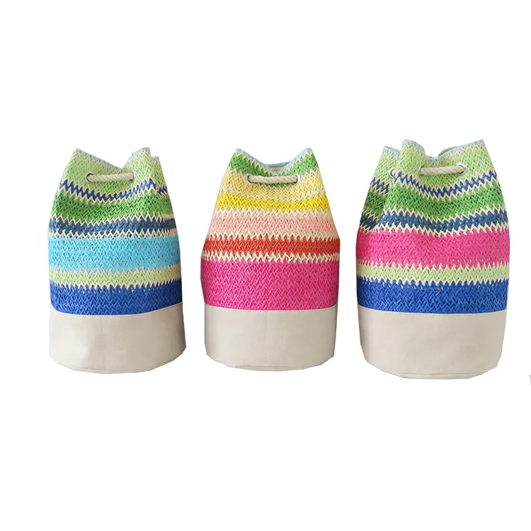 china woven  paper straw crochet beach bag women backpack oem  fashion custom  straw tote beach bag