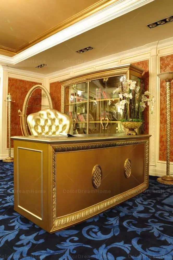 High-end luxury gold leather swivel chair for office furniture