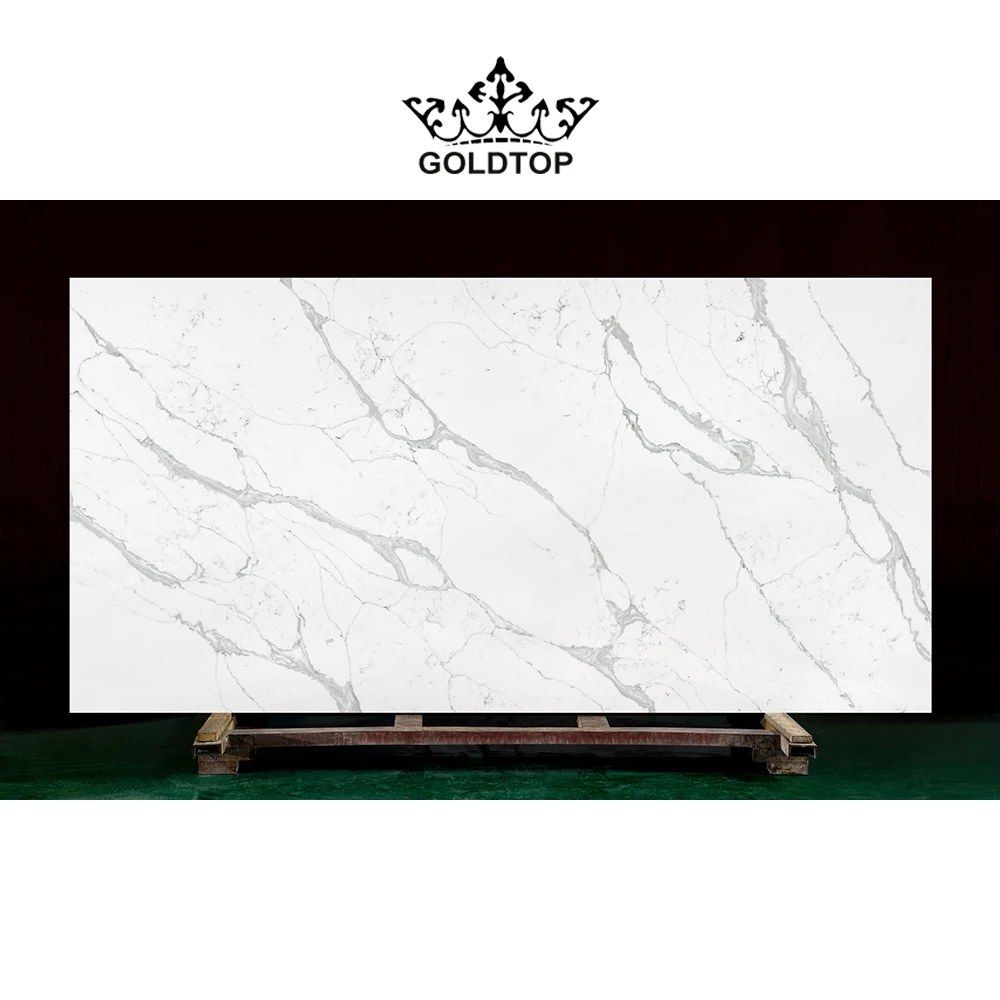 Goldtop Stone Лидер продаж кварц белый Calacatta для ванной комнаты и кухонной столешницы