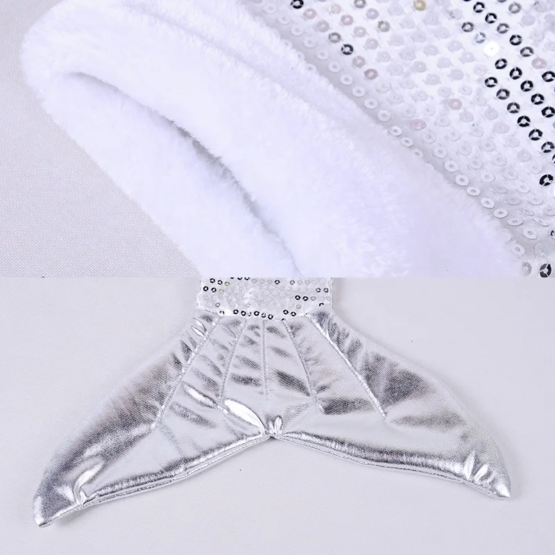BSCI SJ083 sewing sequins silver holiday stockings Xmas mermaid tail hot-stamping cloth