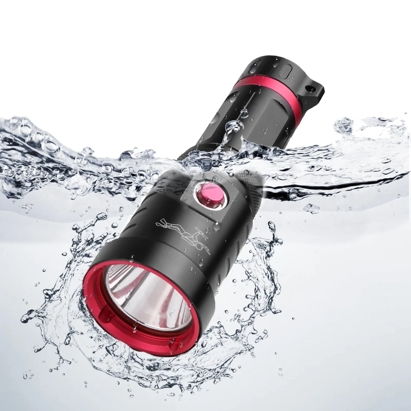High quality waterproof 5000 lumen  equipment diving powerful led flashlight  IP68 diving flashlight