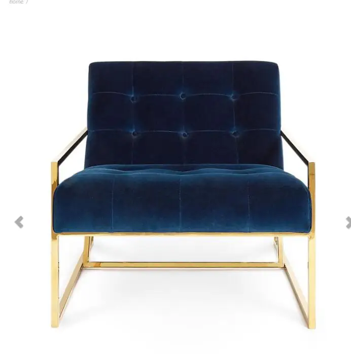 Brass Small MOQ Modern Ergonomic Accent Leisure Velvet Jonathan Adler Dining Lounger Goldfinger Sofa Chair Living Room Chair