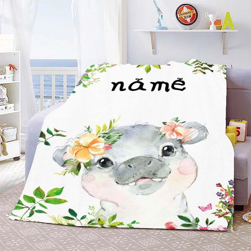 Cartoon blanket 3D printing cute funny animal figure flannel nap blanket air conditioning blanket