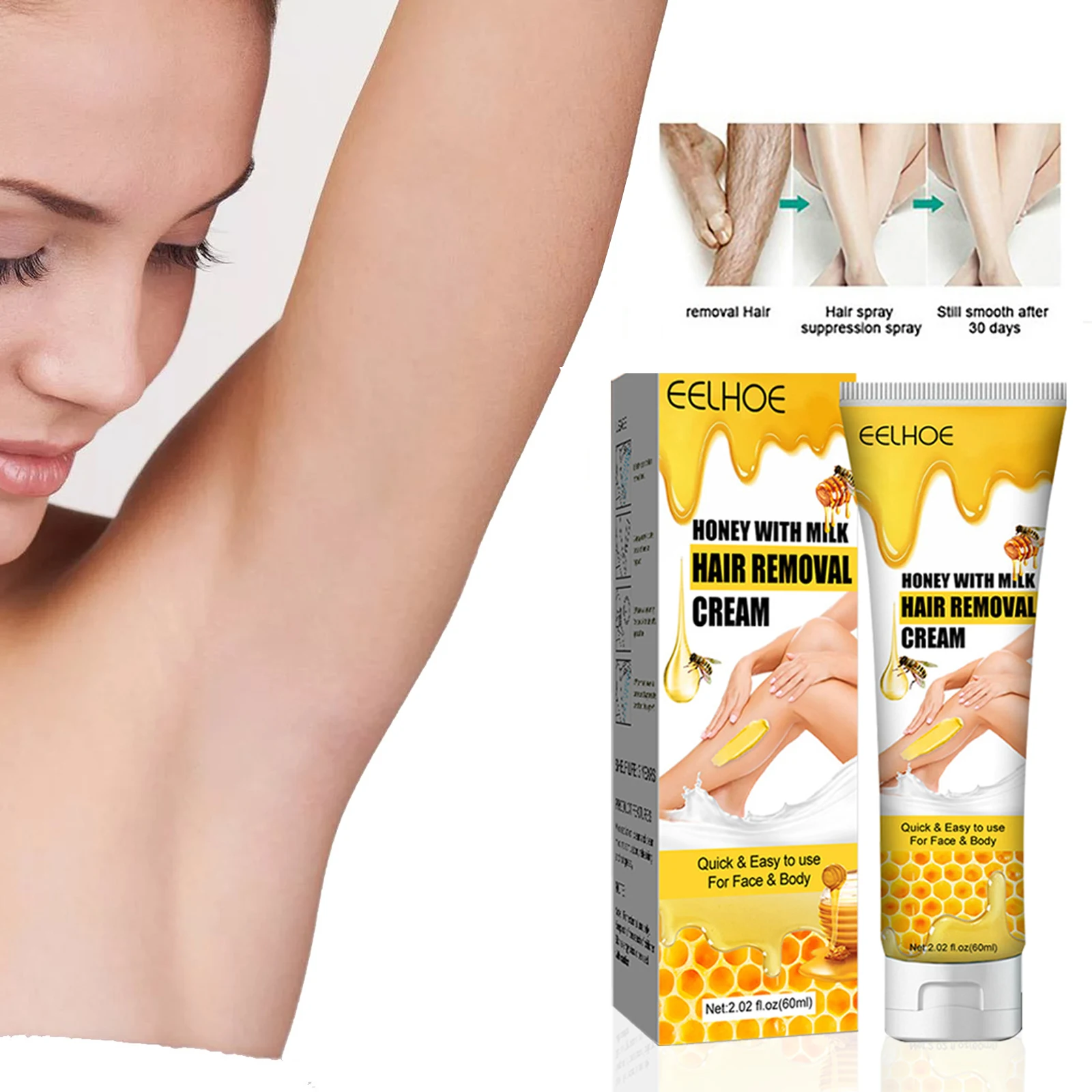 Private Label 60Ml Gentle Quick Women Legs Painless Hair Removal Cream For Body