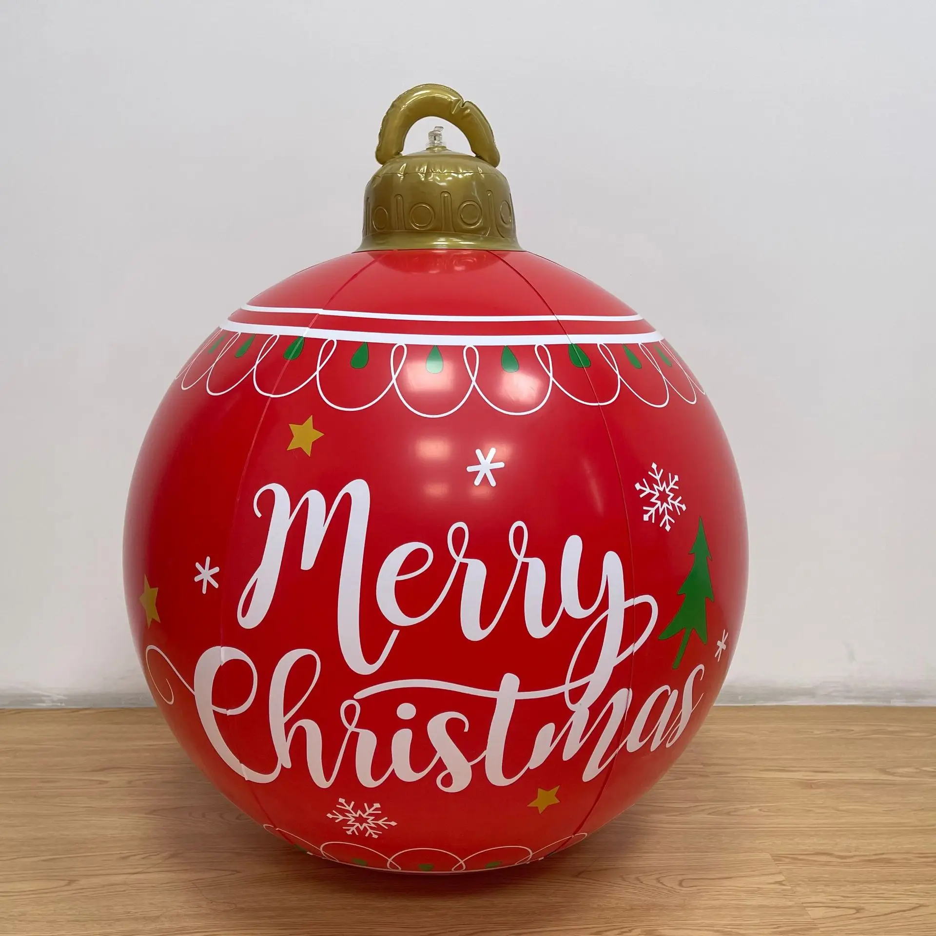 60CM Outdoor Christmas Inflatable Decorated Ball PVC Big Large Balls Xmas Tree Decorations Toy Ball Remote Light Christmas Gift