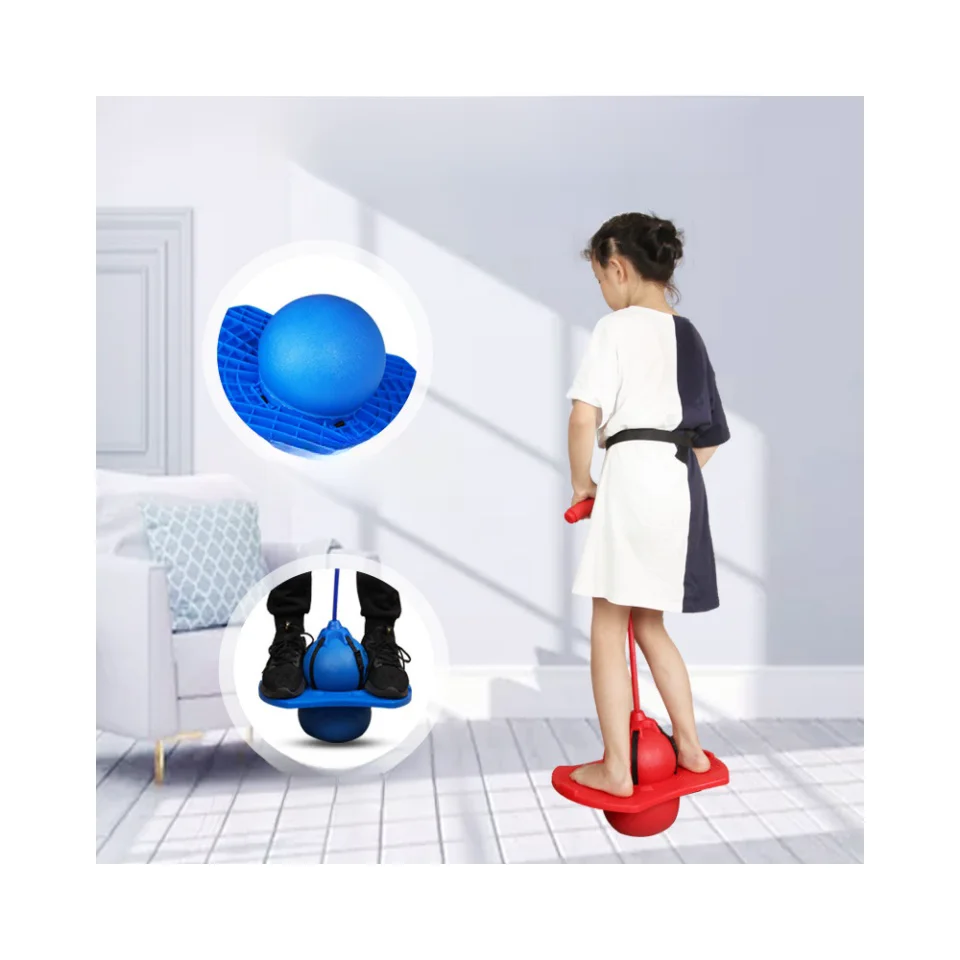 Bouncing Ball with Handle and Pump Kids Bouncy Jumping Ball Toy Stretched or Disassembled Balancing Toy for Adults and Children