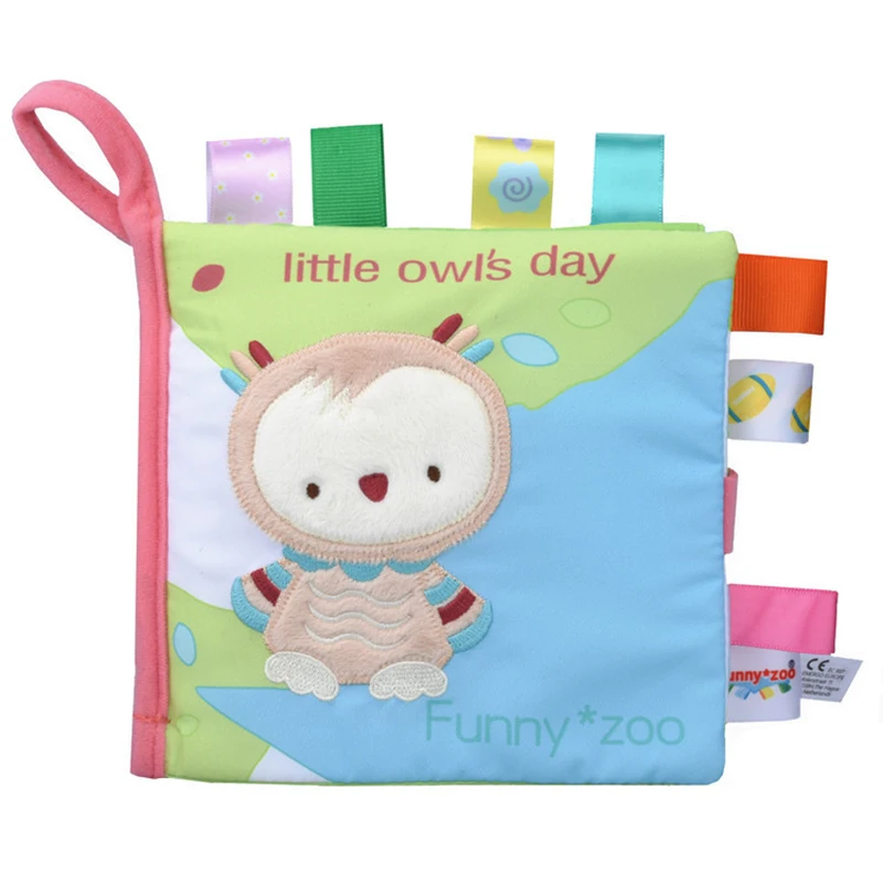 2019 Animal three-dimensional Baby Cloth Book early Baby Toys Education tear not rotten Baby Cloth Book bell toy