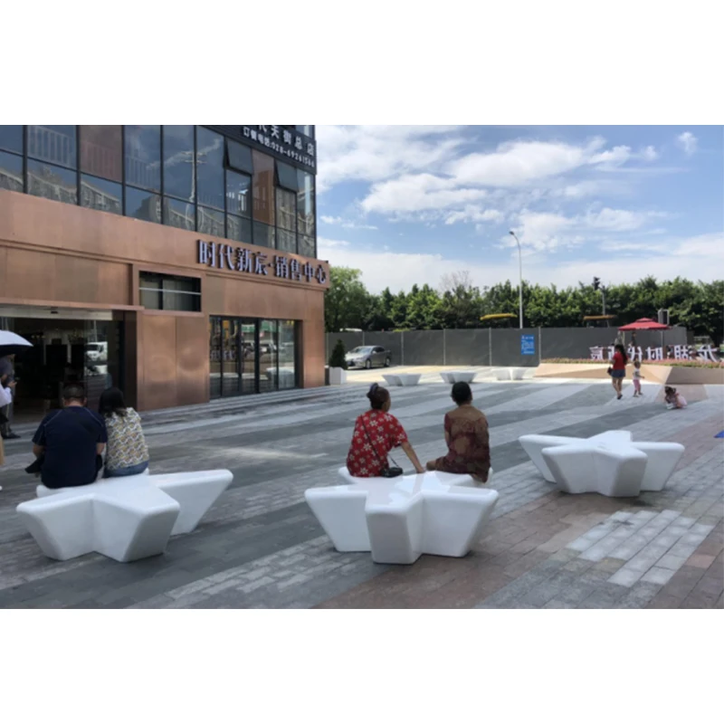 High quality durable Shopping plaza 5 seats Public benches The stars shape white bench