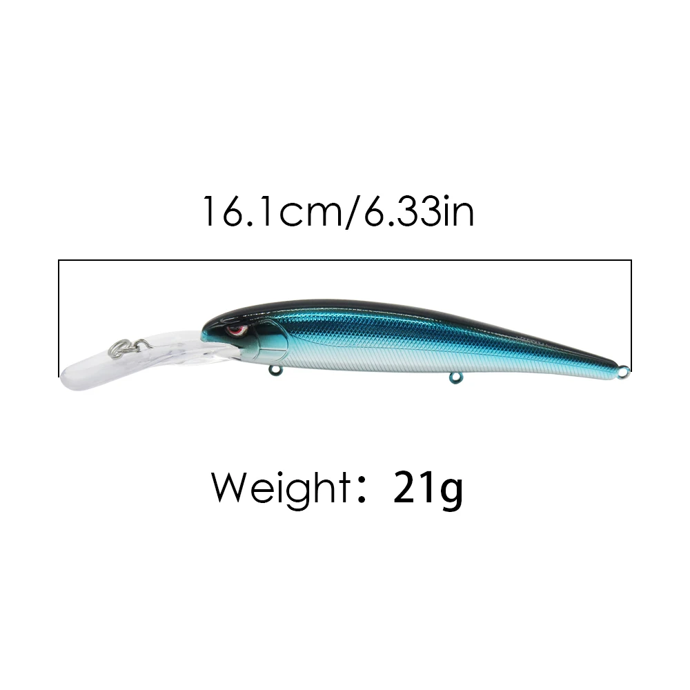 16cm/21g Minnow Fishing Lure Artificial Bait for Bass Shark Marlin Bream Tackle for River and Saltwater Fishing