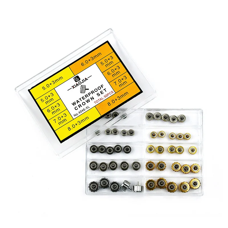 Assorted Watch Crown Parts Replacement Accessories Watch crown Repair Tool watch parts Gold and Silver