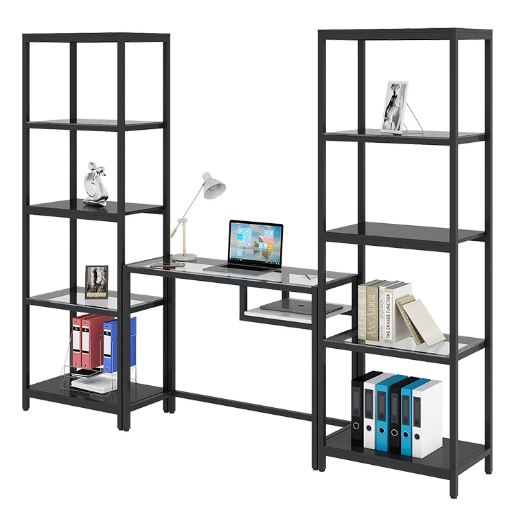 cheap home office metal combined bookshelf with study table designs