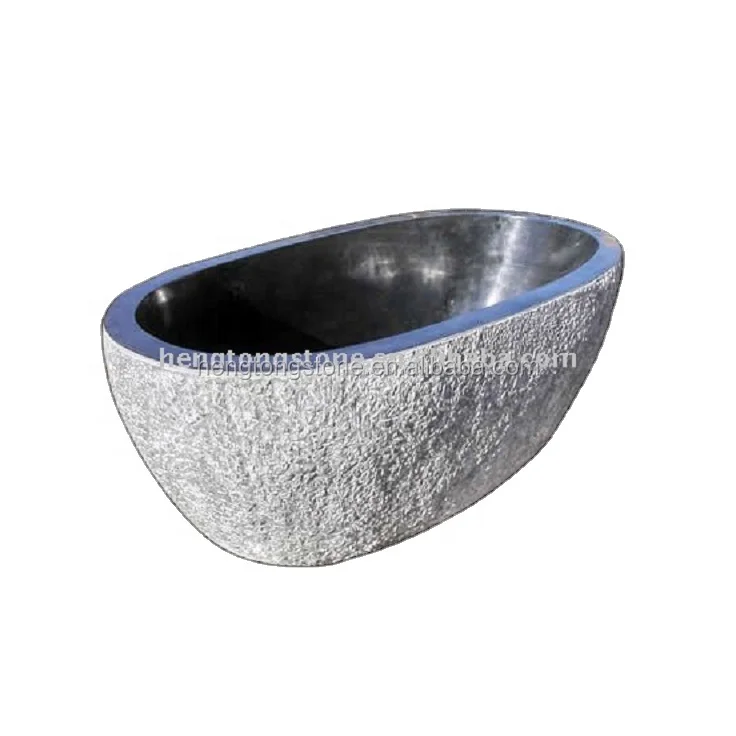 Hotel Decorative Black Marble Freestanding Bath Tub Sculpture Stone Bathtub