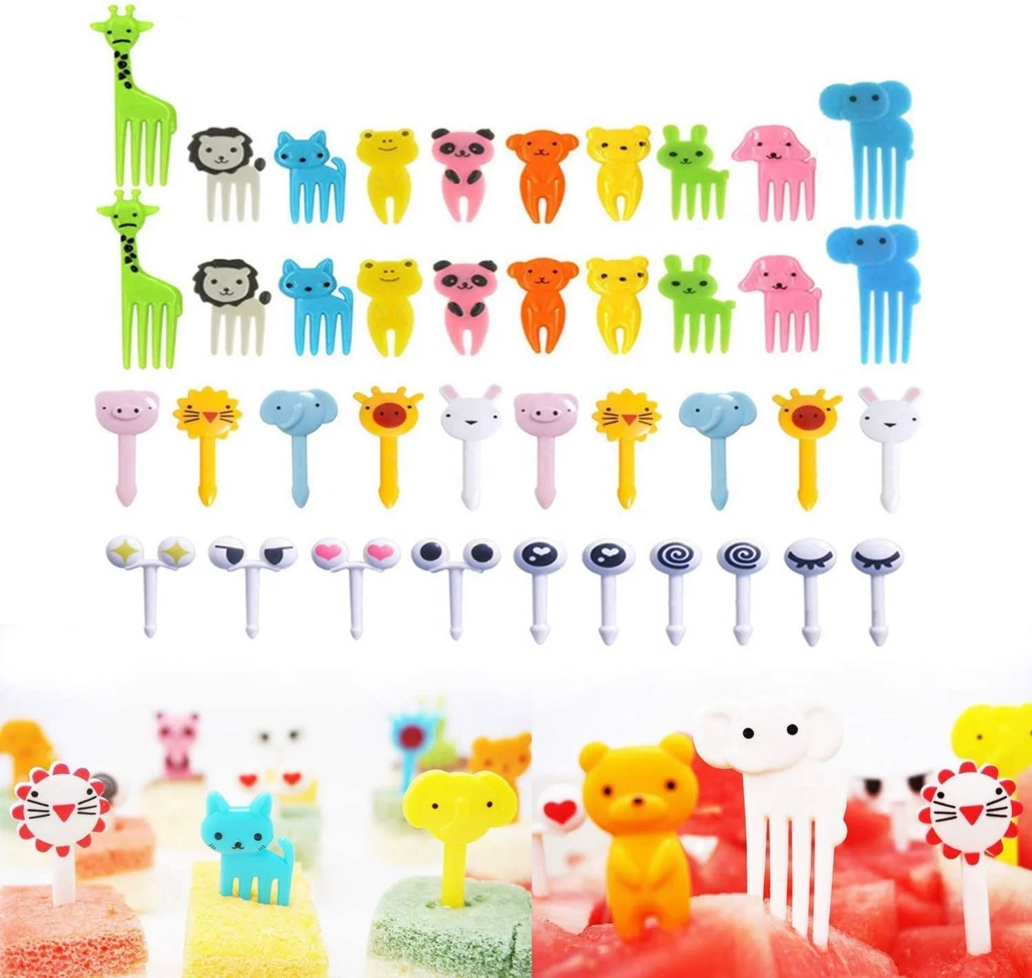 Animal Fruit Fork Food Grade Plastic Mini Cartoon Kids Cake Fruit Toothpick Bento Lunch Bento Accessories Party Decoration
