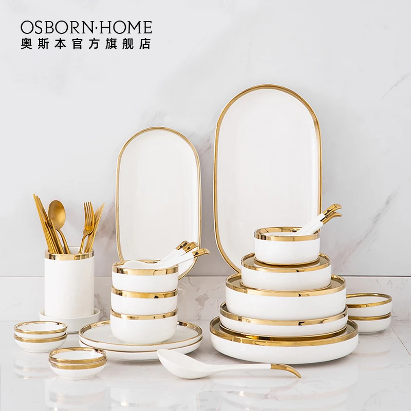 OSBORN Wholesales middle east ceramic tableware set for knife and fork porcelain dinner sets with case